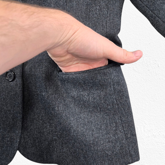 Vintage 90s Saville Gray Wool Blend Blazer Size 12 Made in USA Office Career - Picture 7 of 10